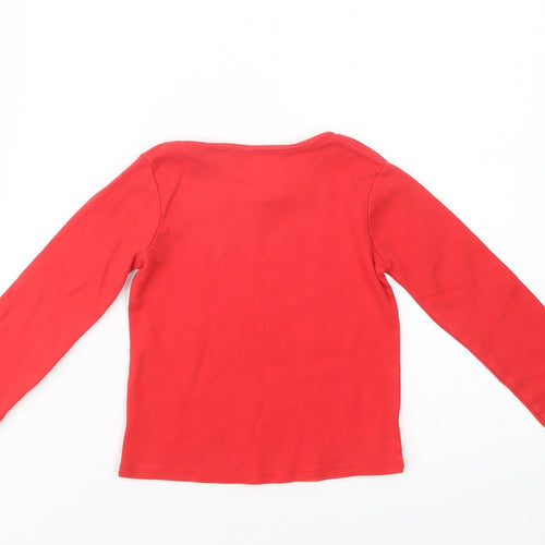 George Girls Red  Cotton Pullover T-Shirt Size 2-3 Years Crew Neck Pullover