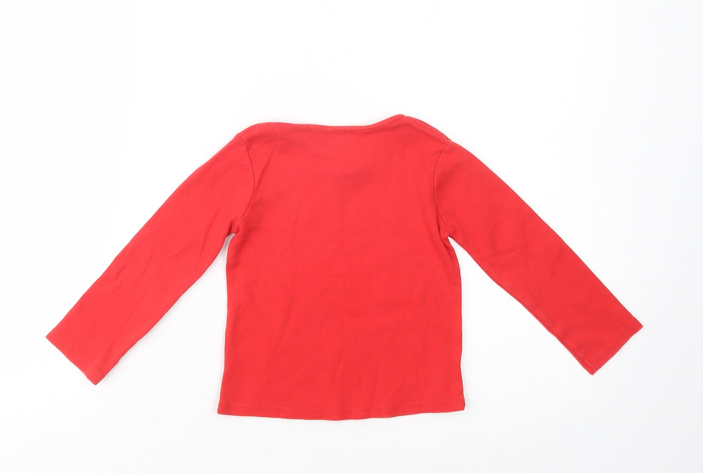 George Girls Red  Cotton Pullover T-Shirt Size 2-3 Years Crew Neck Pullover