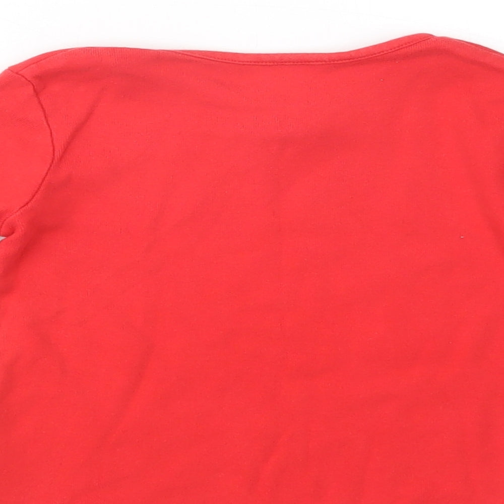 George Girls Red  Cotton Pullover T-Shirt Size 2-3 Years Crew Neck Pullover