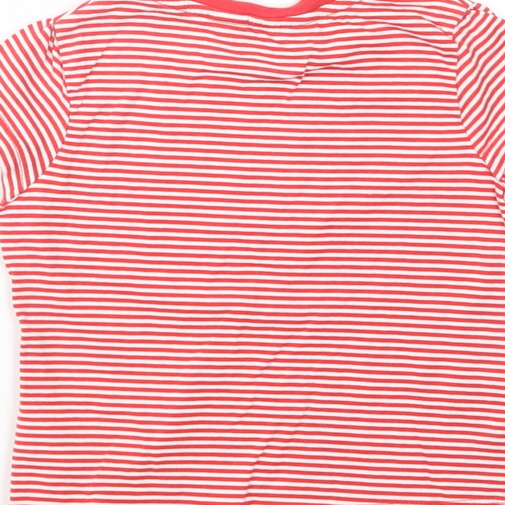 George Girls Red Striped Cotton Basic T-Shirt Size 2-3 Years Crew Neck Pullover