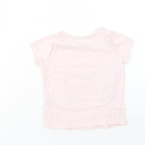 Primark Girls Pink  Cotton Basic T-Shirt Size 2-3 Years Crew Neck Pullover - Be Happy