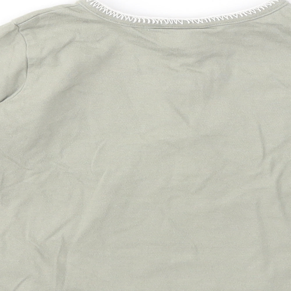 NEXT Girls Green  Cotton Pullover T-Shirt Size 2 Years Henley Button - I Am What I Am