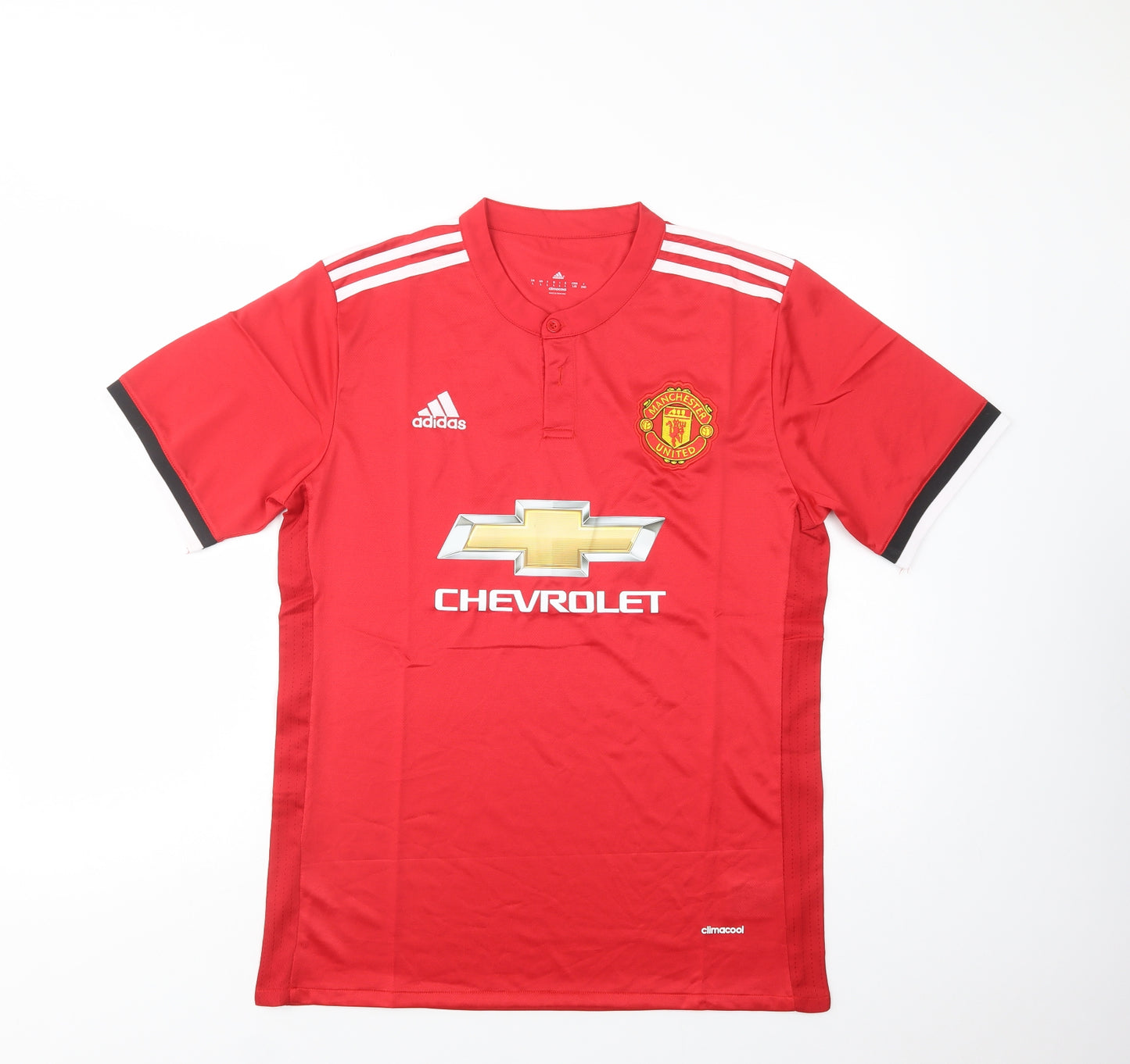 adidas Mens Red  Polyester  T-Shirt Size L Crew Neck  - Manchester United FC