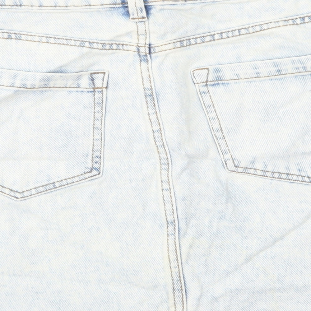 F&F Womens Blue  Cotton Mini Skirt Size 10   Button