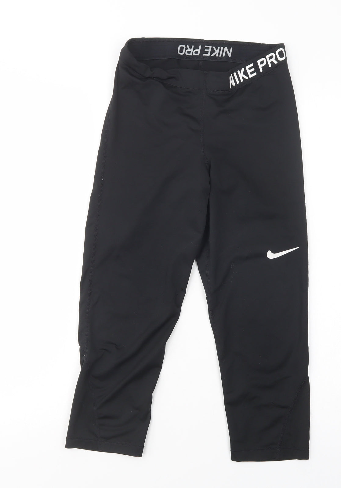 Nike Womens Black  Polyester Cropped Leggings Size M L22 in Regular
