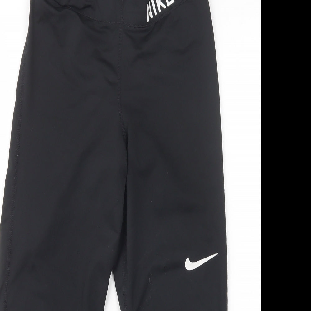 Nike Womens Black  Polyester Cropped Leggings Size M L22 in Regular