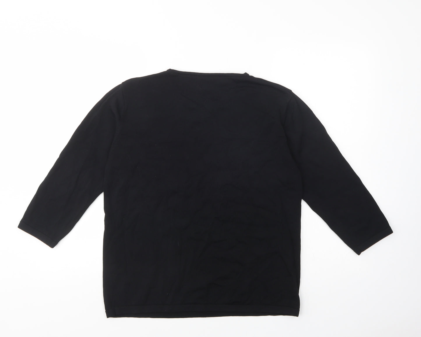 Gelco Womens Black Crew Neck  Viscose Pullover Jumper Size 16