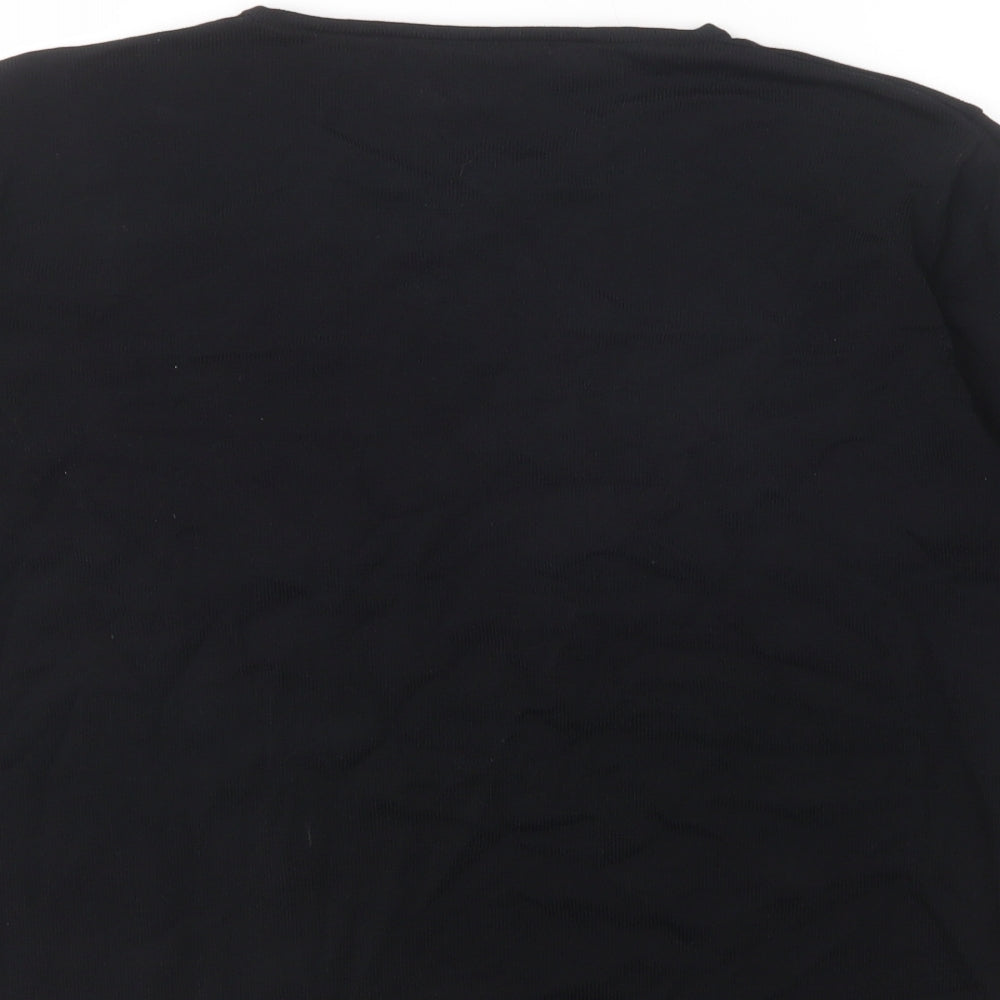 Gelco Womens Black Crew Neck  Viscose Pullover Jumper Size 16