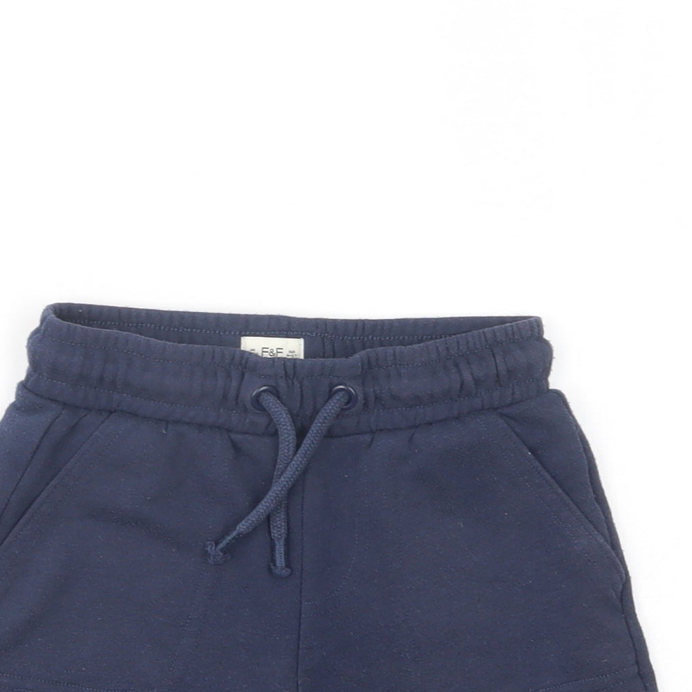 F&F Boys Blue  Cotton Sweat Shorts Size 4-5 Years  Regular Drawstring