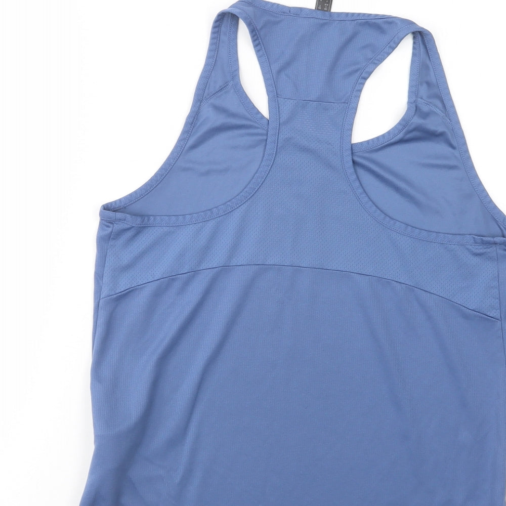 adidas Womens Blue  Polyester Basic Tank Size S Scoop Neck Pullover