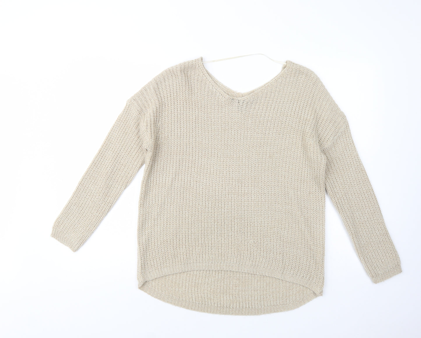 Atmosphere Womens Beige V-Neck  Acrylic Pullover Jumper Size 12