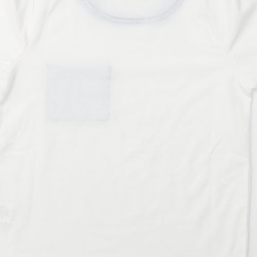 SheIn Girls White  Polyester Basic T-Shirt Size 6 Years Crew Neck Pullover