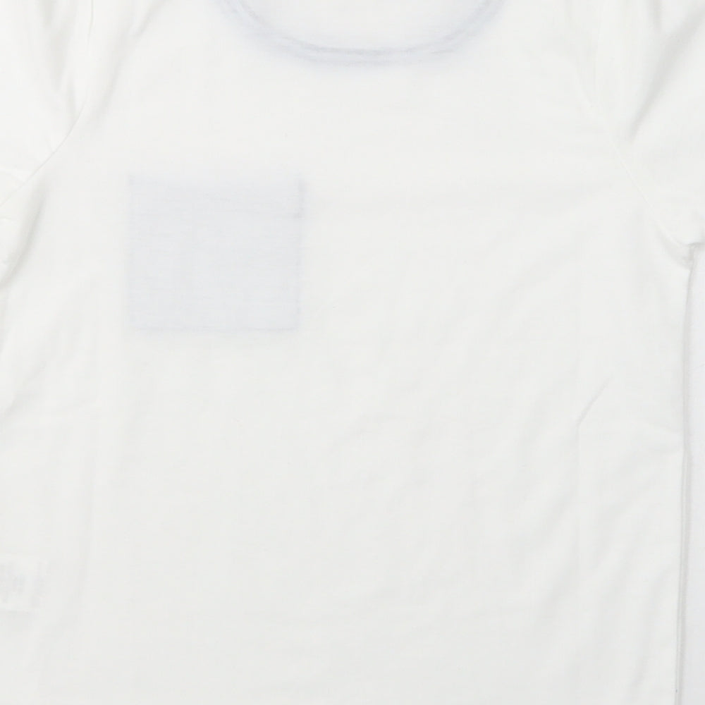 SheIn Girls White  Polyester Basic T-Shirt Size 6 Years Crew Neck Pullover