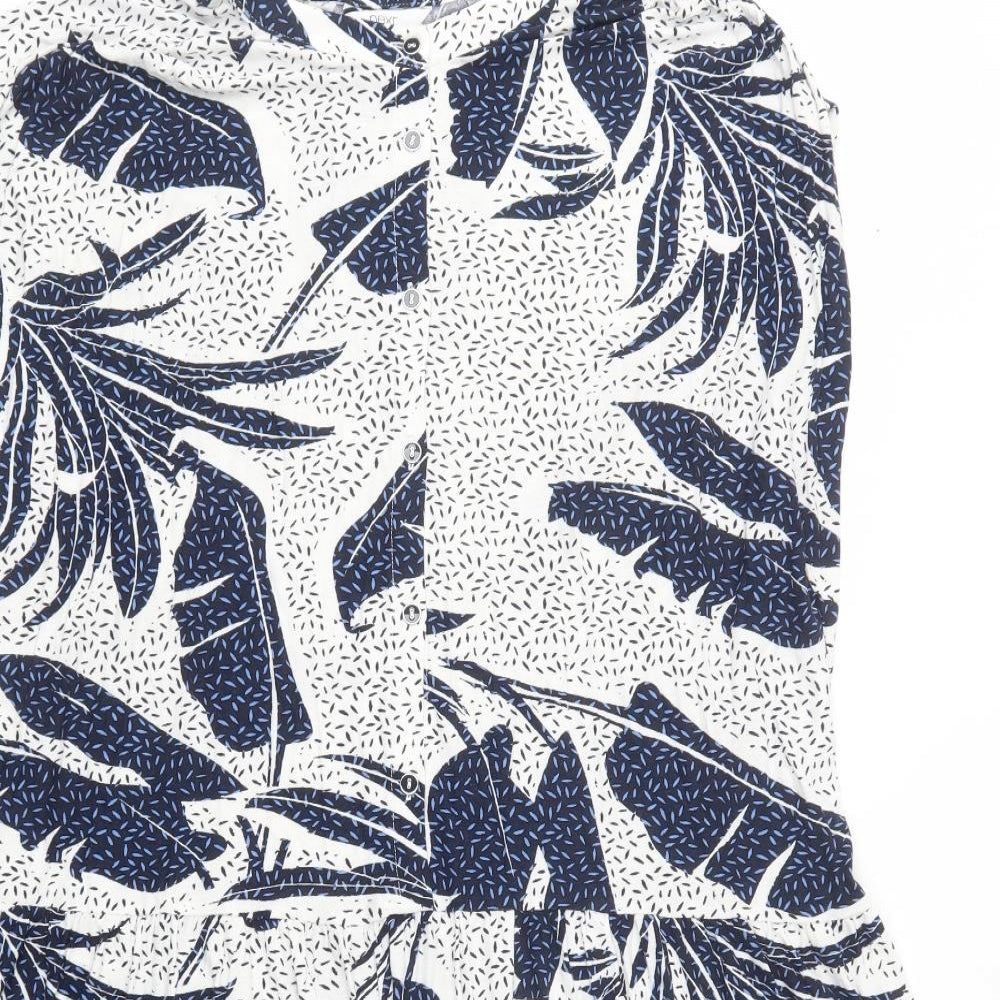 NEXT Womens White Floral Viscose Shift  Size 20  Crew Neck Button