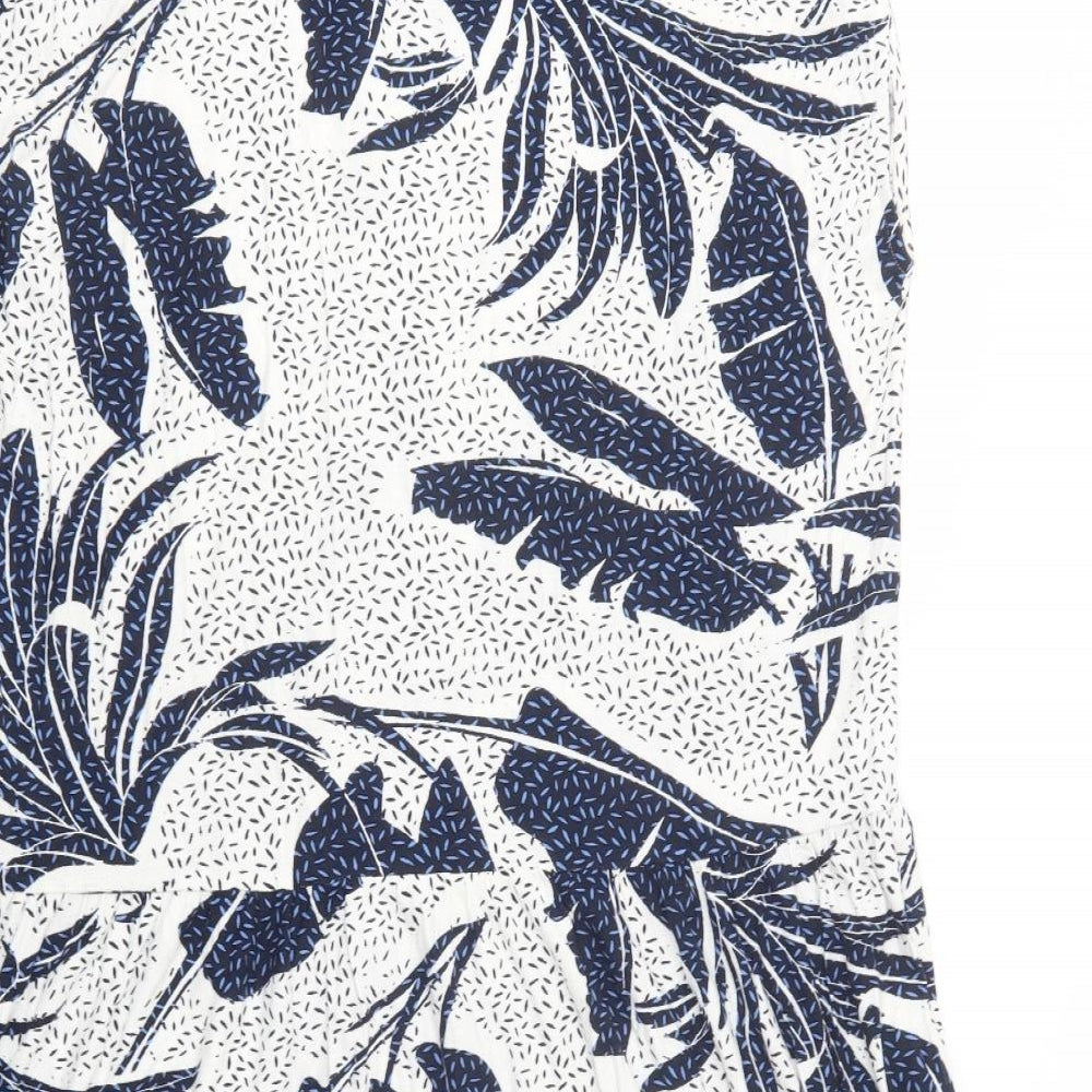 NEXT Womens White Floral Viscose Shift  Size 20  Crew Neck Button