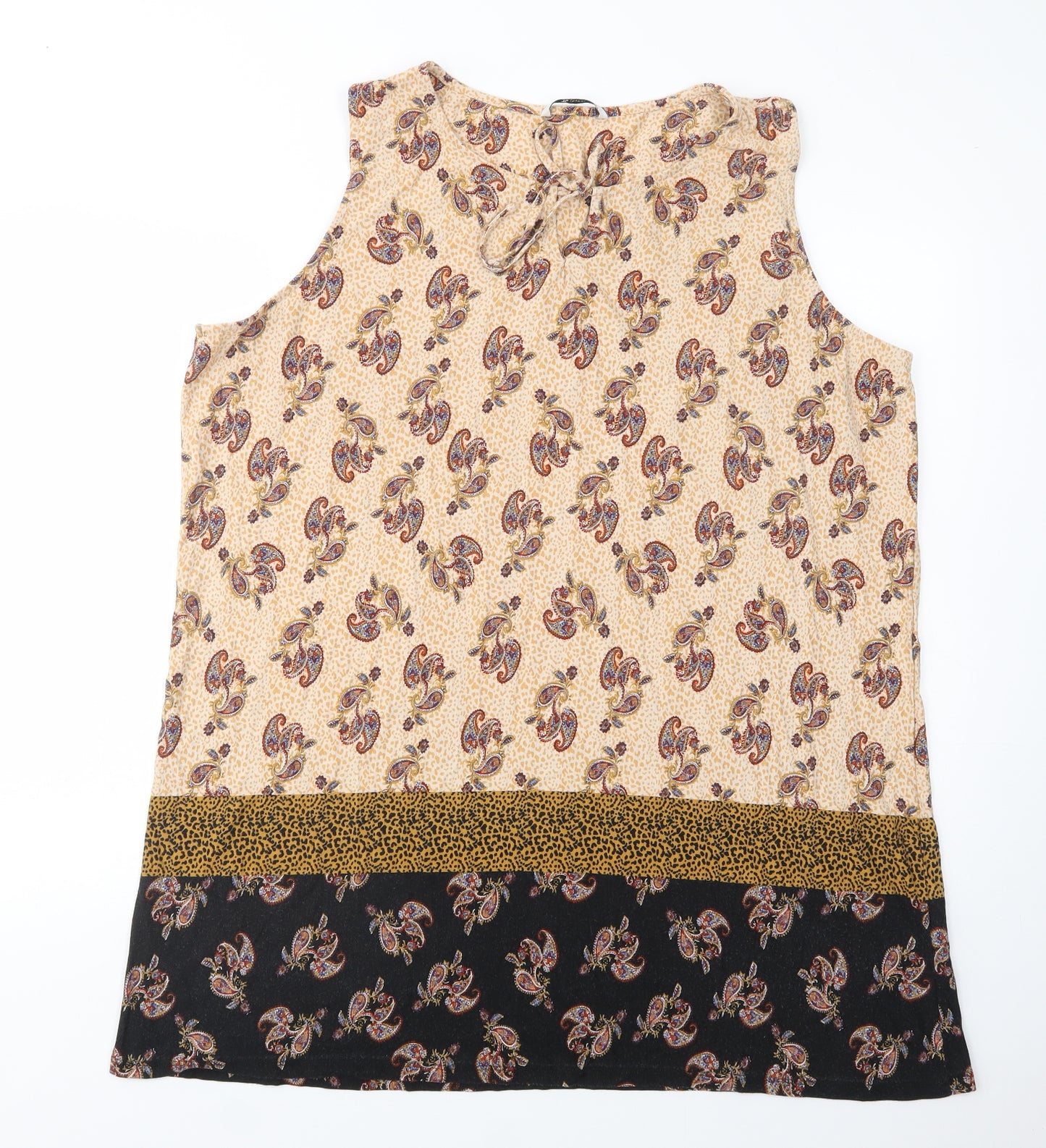 TU Womens Beige Paisley Viscose Shift  Size 24  Boat Neck Tie