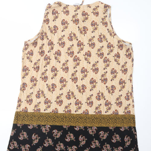TU Womens Beige Paisley Viscose Shift  Size 24  Boat Neck Tie