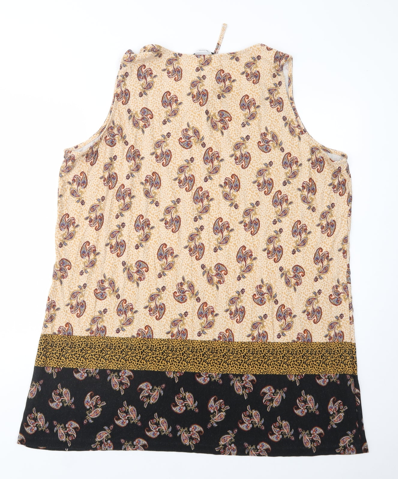 TU Womens Beige Paisley Viscose Shift  Size 24  Boat Neck Tie