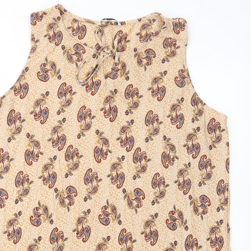TU Womens Beige Paisley Viscose Shift  Size 24  Boat Neck Tie