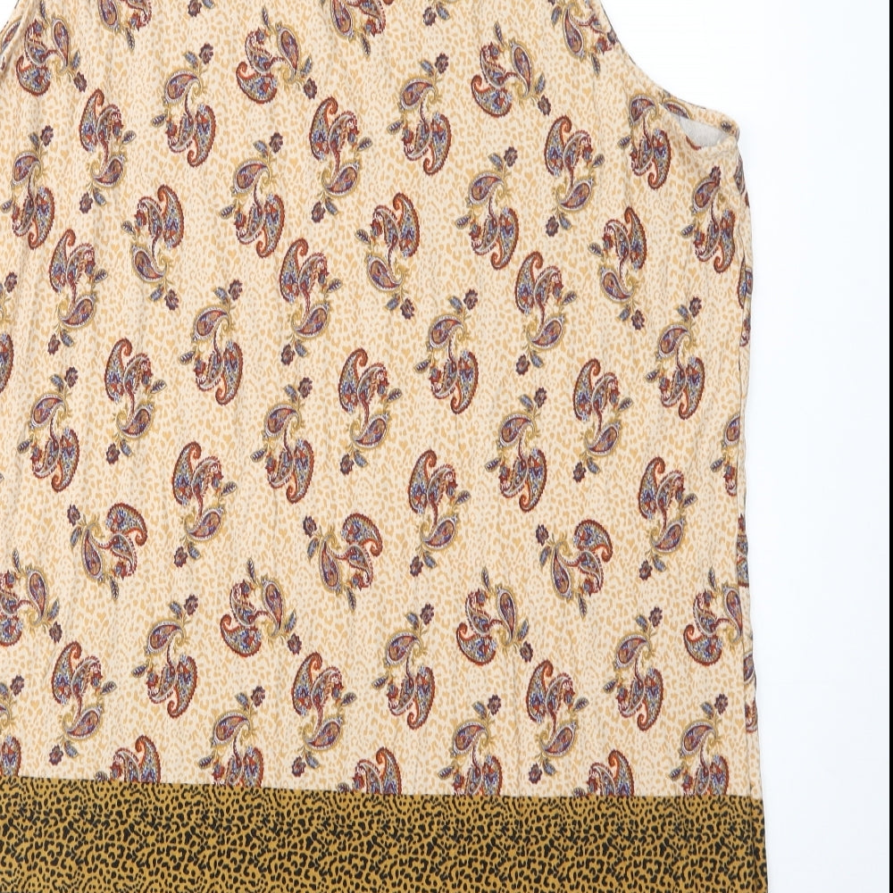 TU Womens Beige Paisley Viscose Shift  Size 24  Boat Neck Tie