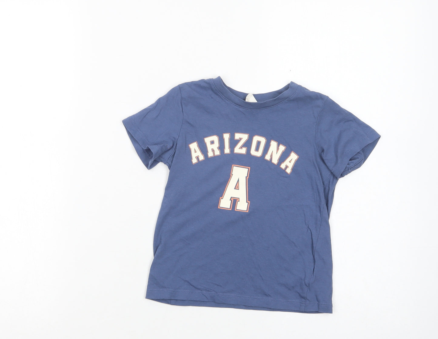 H&M Boys Blue  Cotton Basic T-Shirt Size 2-3 Years Crew Neck Pullover - Arizona
