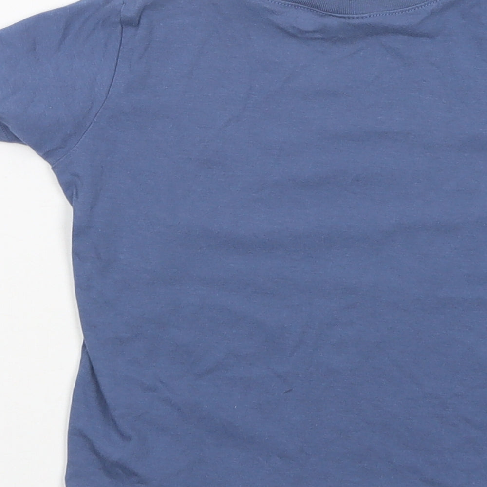 H&M Boys Blue  Cotton Basic T-Shirt Size 2-3 Years Crew Neck Pullover - Arizona