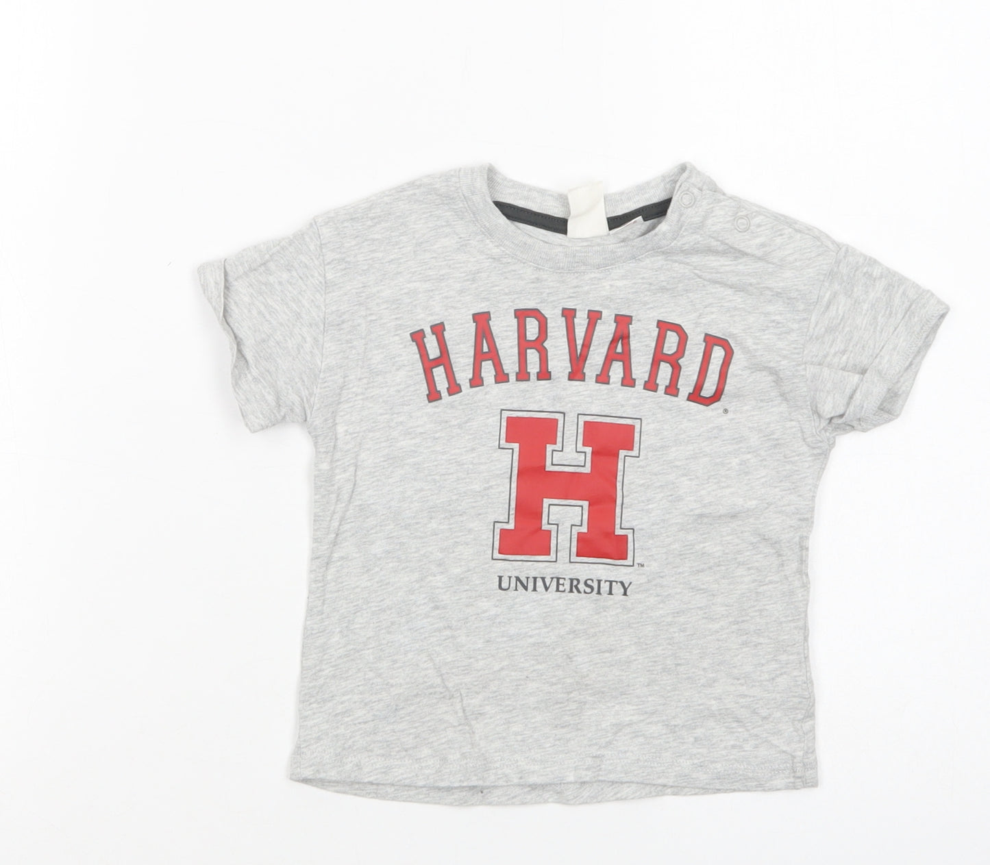 H&M Baby Grey  Cotton Basic T-Shirt Size 9-12 Months Crew Neck Pullover - Harvard University