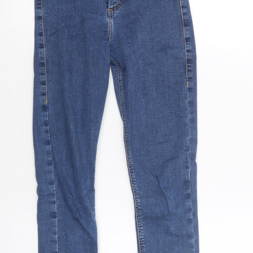 Topshop Womens Blue  Cotton Skinny Jeans Size 6 L30 in Regular Button