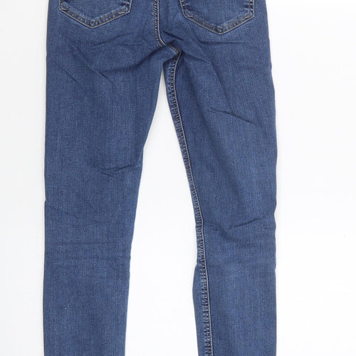 Topshop Womens Blue  Cotton Skinny Jeans Size 6 L30 in Regular Button
