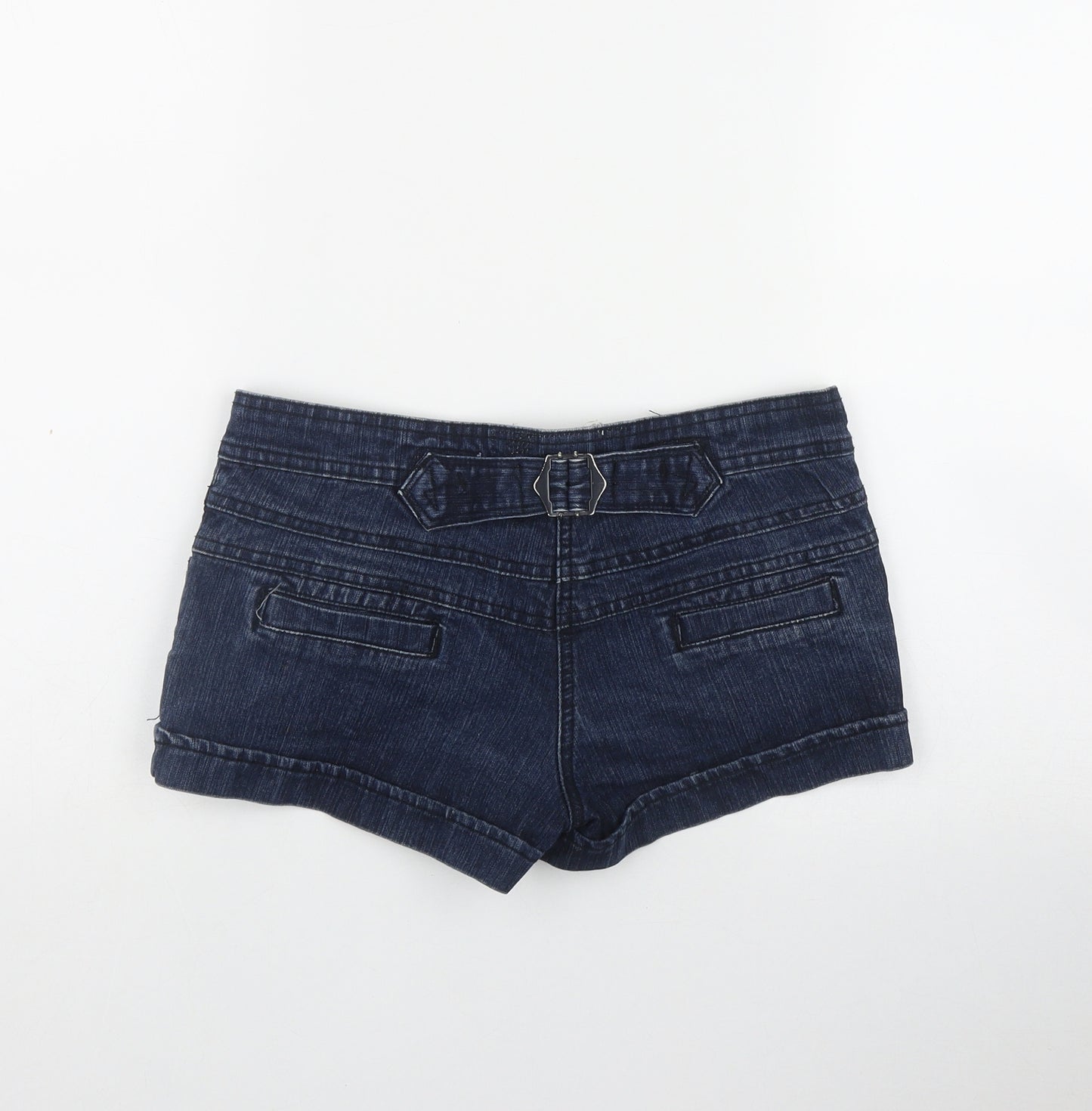 TRUE2U Womens Blue  Cotton Hot Pants Shorts Size 8 L3 in Regular Button