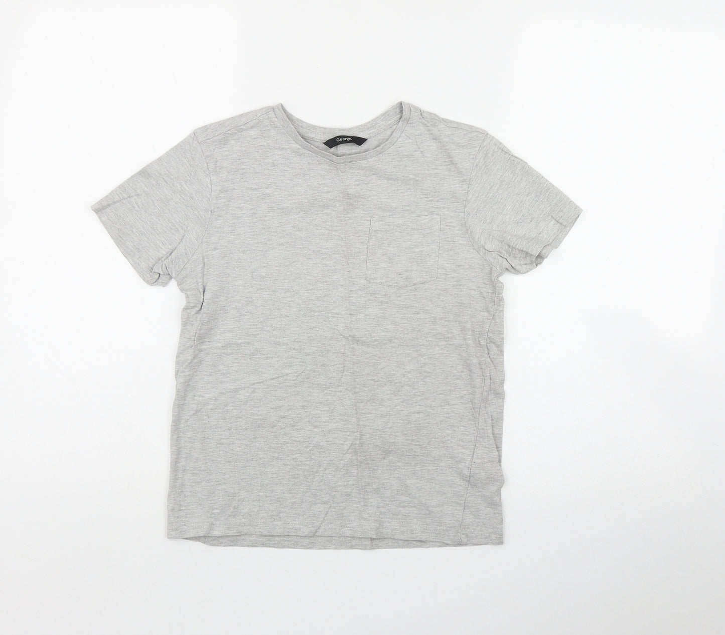 George Boys Grey  Cotton Basic T-Shirt Size 6-7 Years Round Neck
