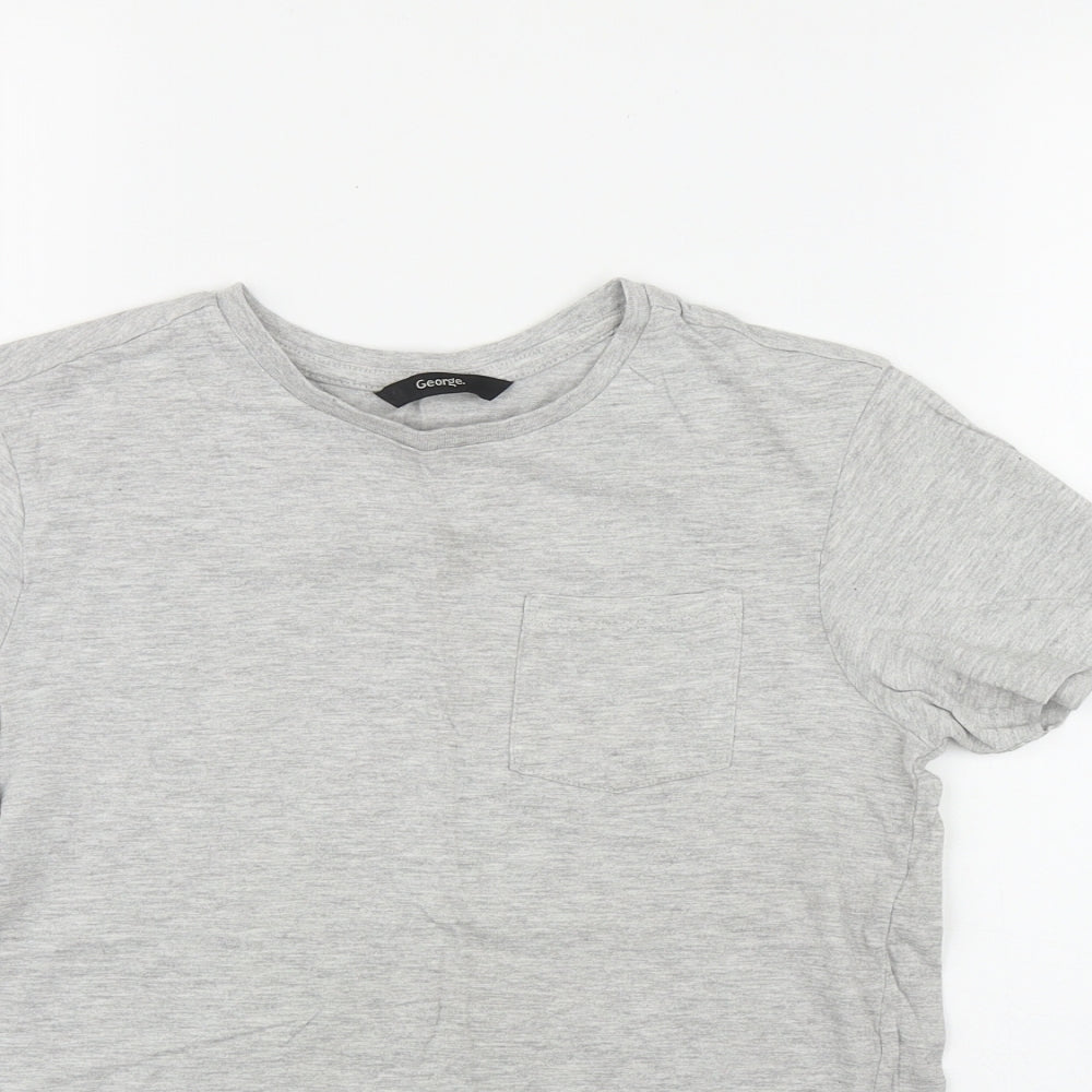 George Boys Grey  Cotton Basic T-Shirt Size 6-7 Years Round Neck