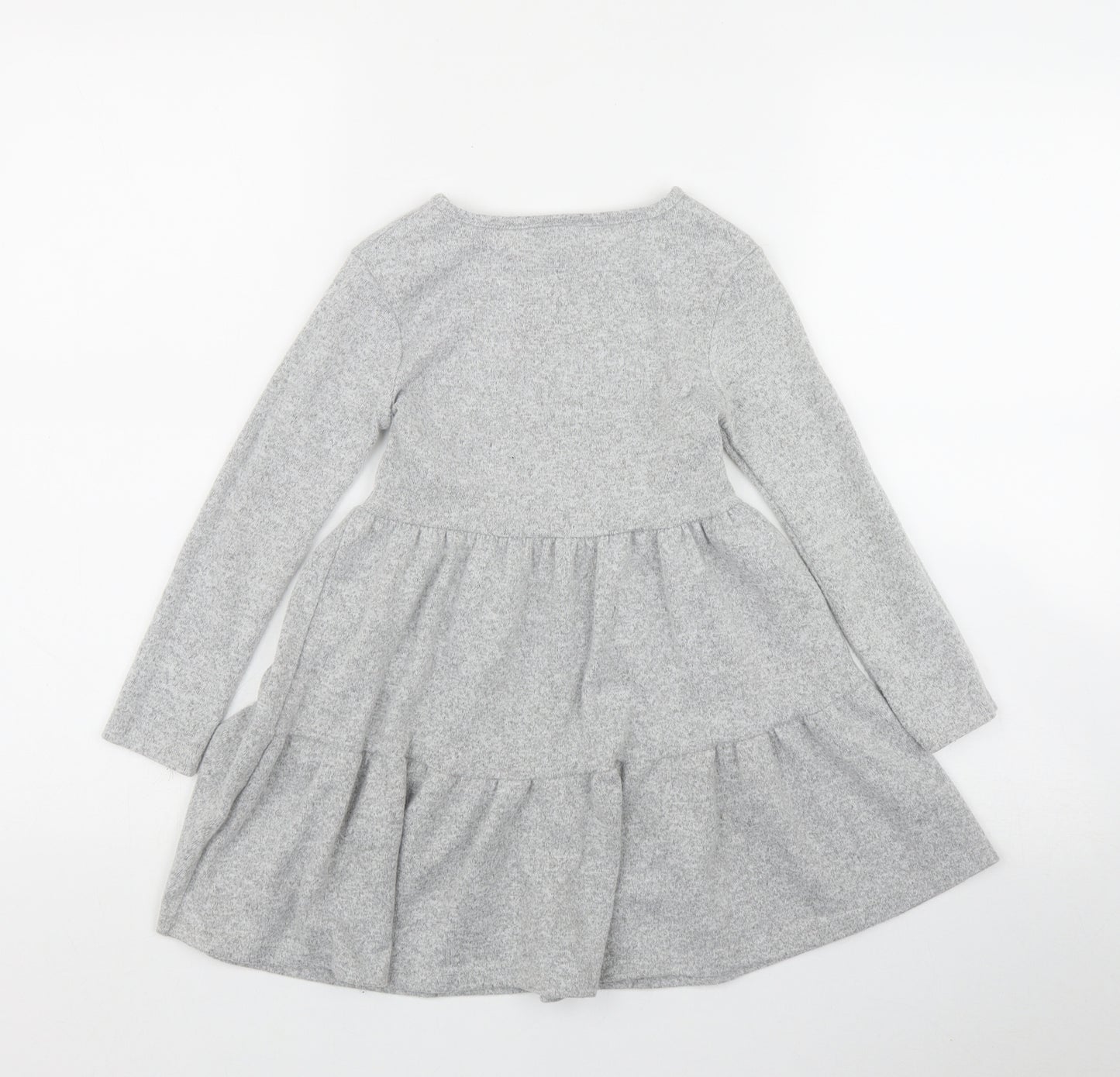 Matalan Girls Grey  Polyester Fit & Flare  Size 6 Years  Round Neck