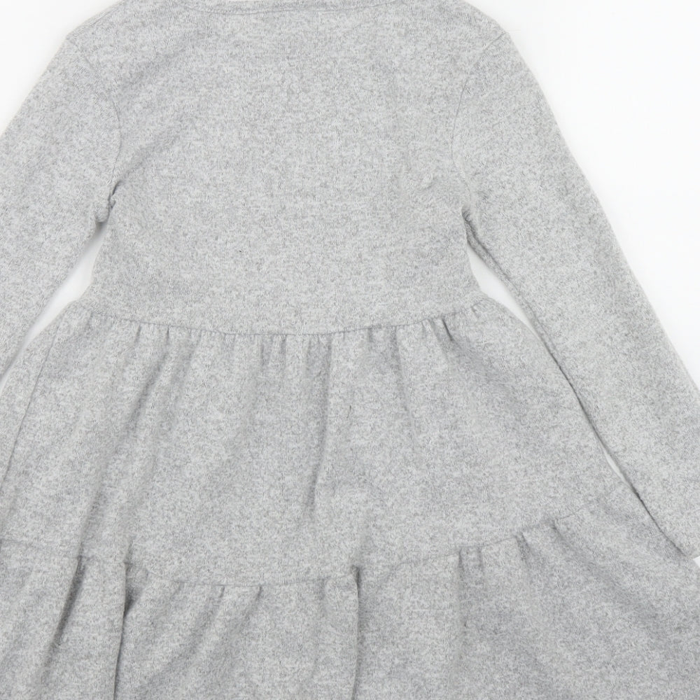 Matalan Girls Grey  Polyester Fit & Flare  Size 6 Years  Round Neck