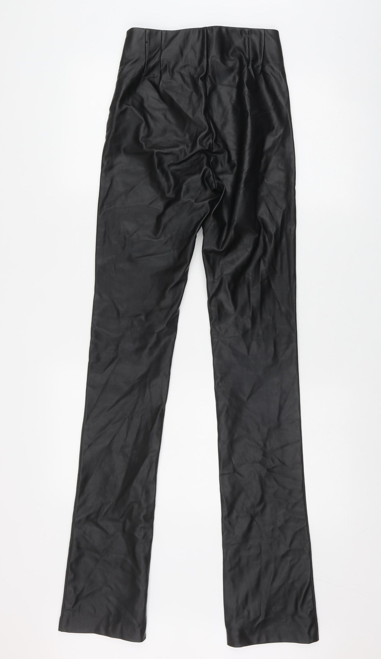 Zara Womens Black  Polyurethane Trousers  Size XS L35 in Regular Zip
