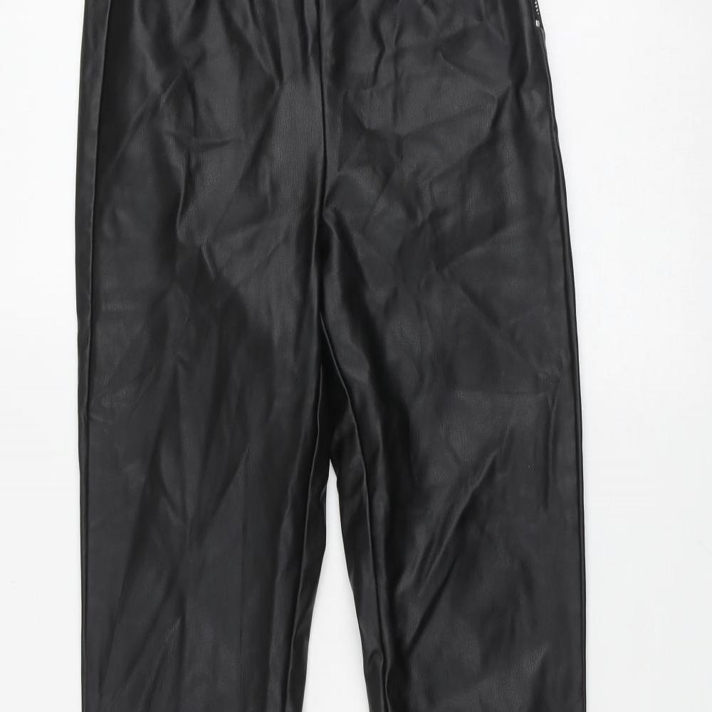 Zara Womens Black  Polyurethane Trousers  Size XS L35 in Regular Zip