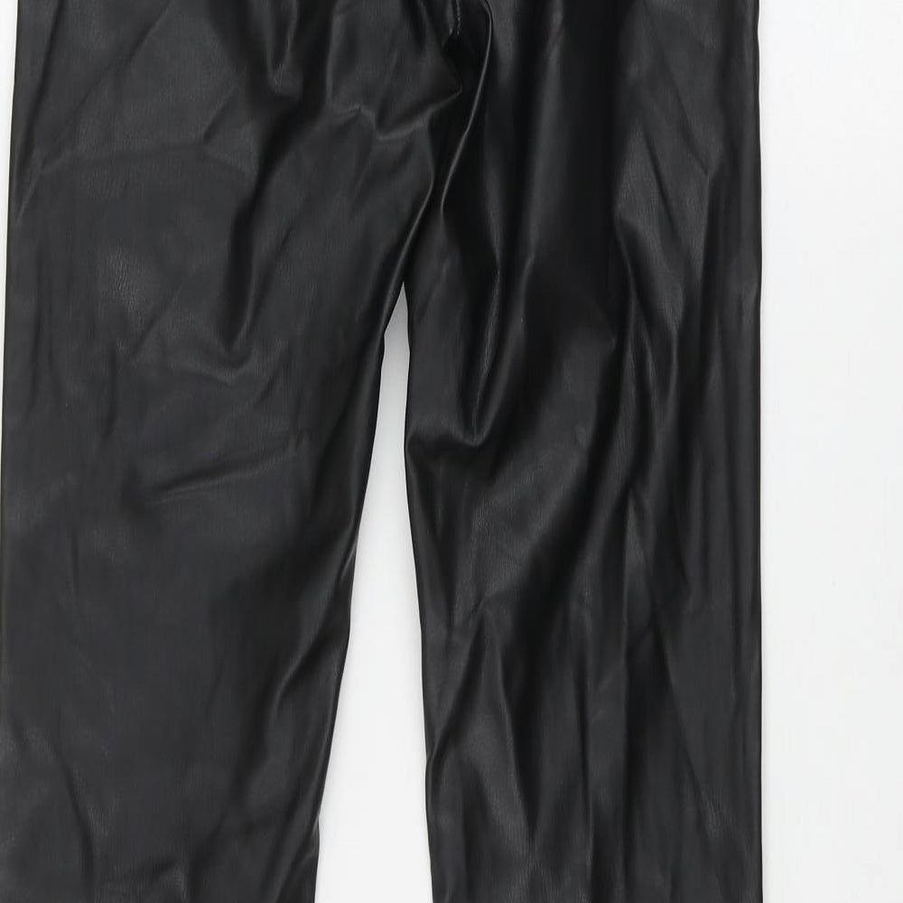 Zara Womens Black  Polyurethane Trousers  Size XS L35 in Regular Zip