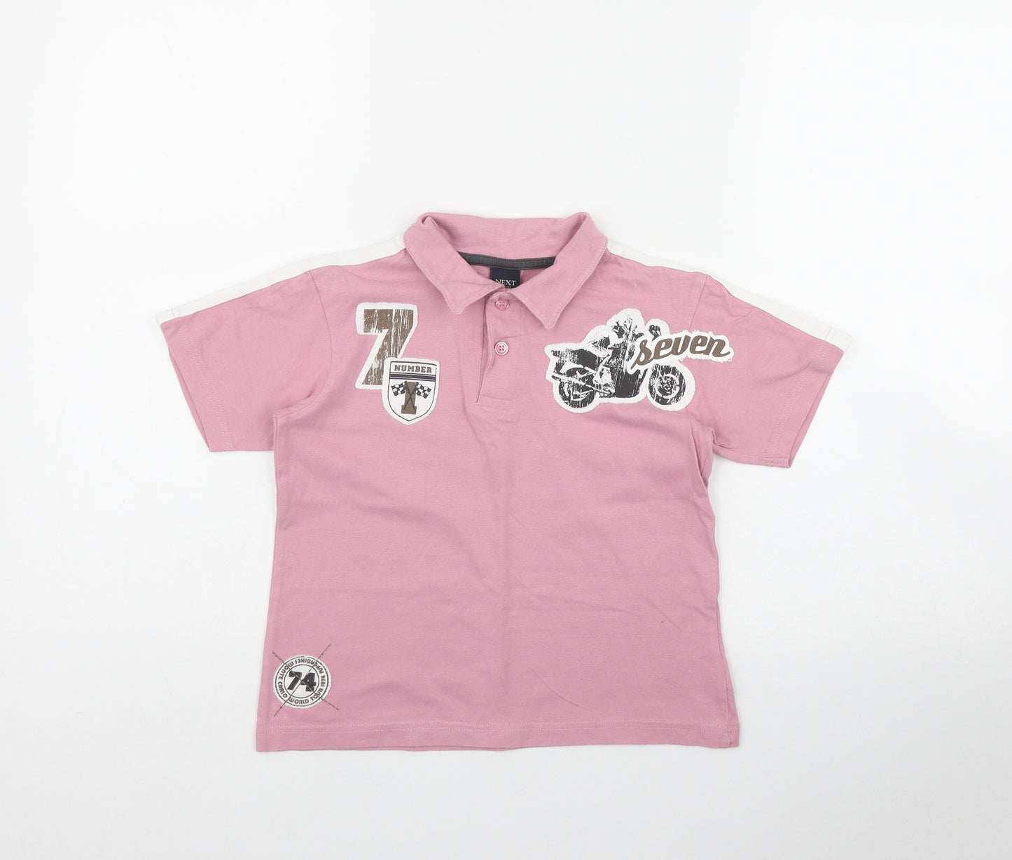 NEXT Boys Pink  Cotton Basic Polo Size 4 Years Collared Button