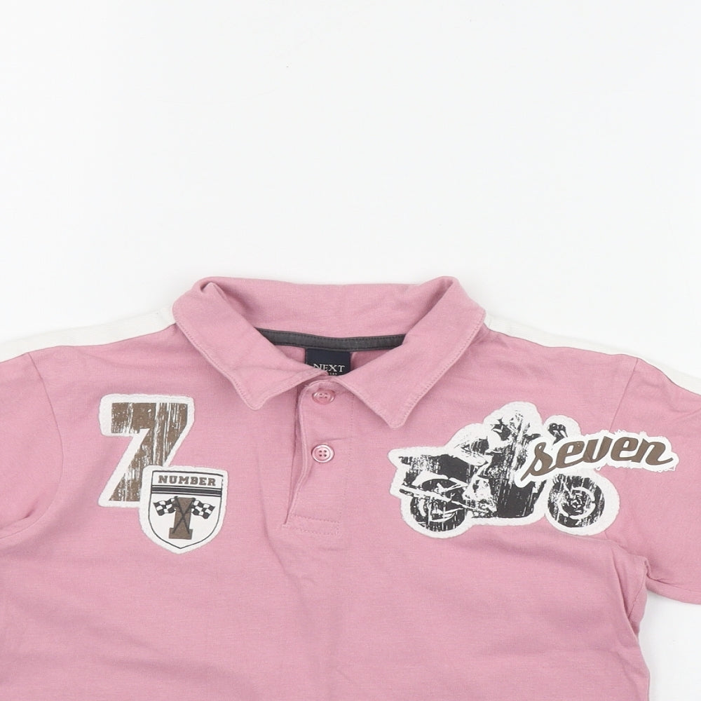 NEXT Boys Pink  Cotton Basic Polo Size 4 Years Collared Button