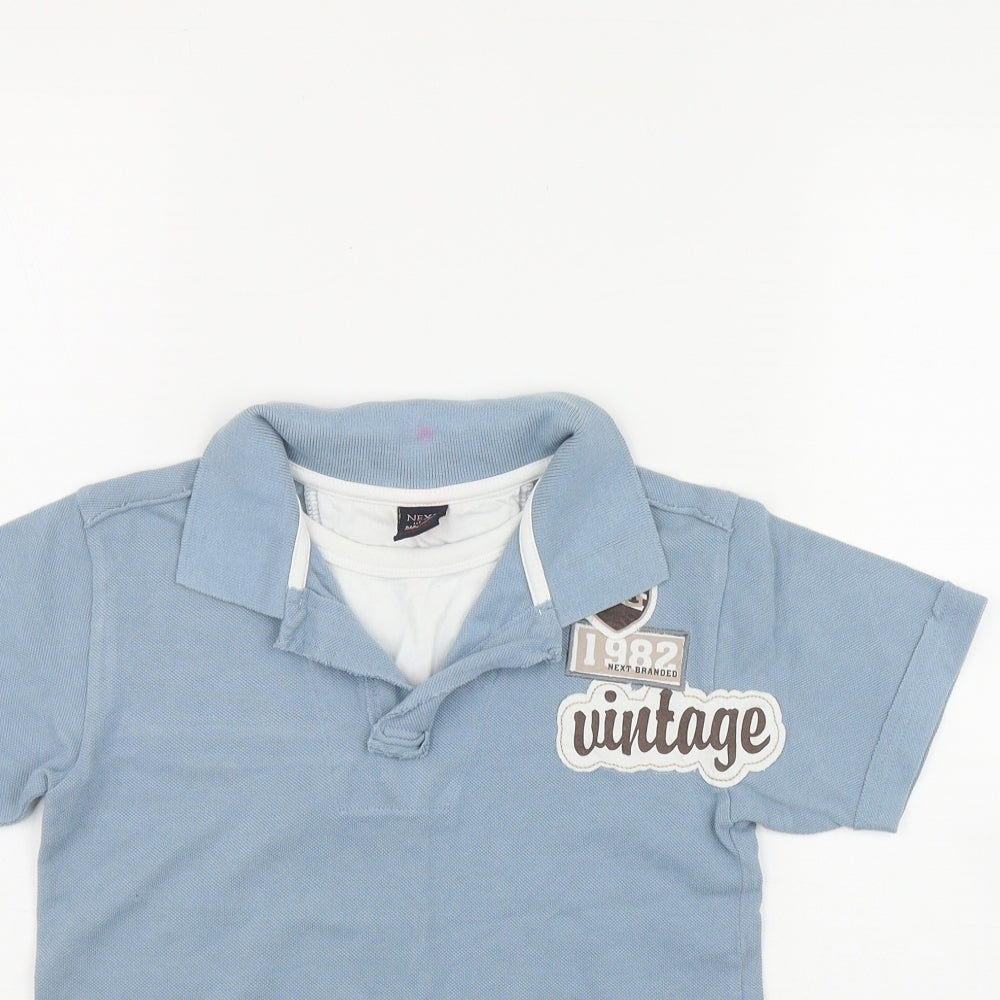 NEXT Boys Blue  Cotton Basic Polo Size 4 Years Collared