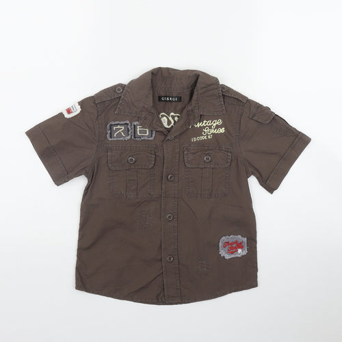 George Boys Brown  Cotton Basic Button-Up Size 4-5 Years Collared Button