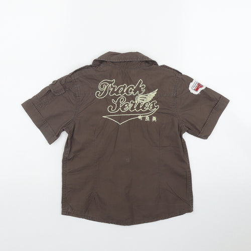 George Boys Brown  Cotton Basic Button-Up Size 4-5 Years Collared Button