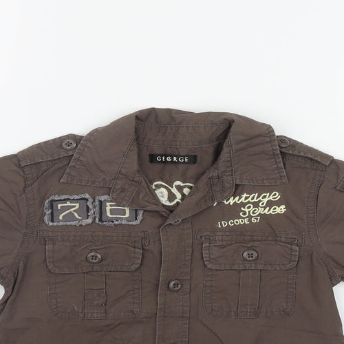 George Boys Brown  Cotton Basic Button-Up Size 4-5 Years Collared Button