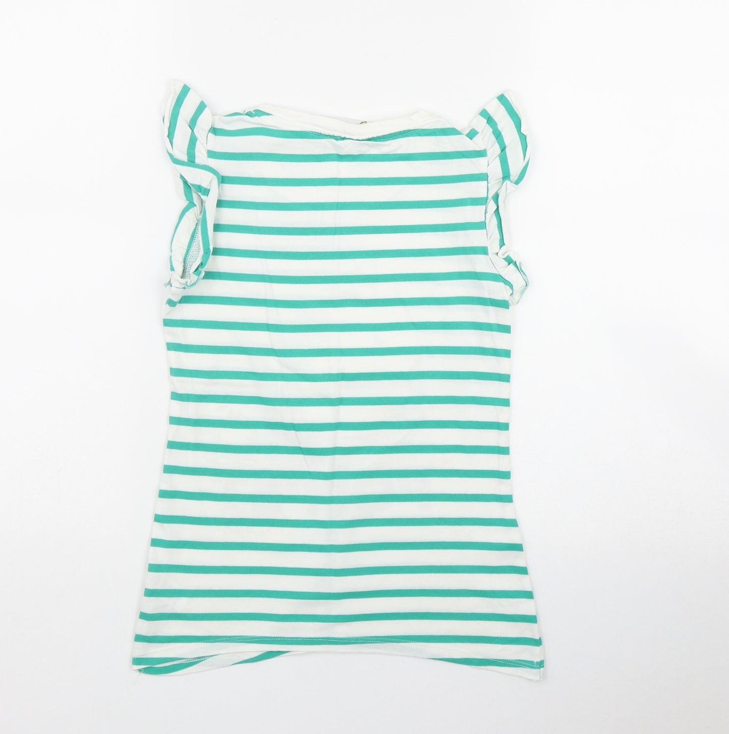 George Girls White Striped Cotton Basic T-Shirt Size 9-10 Years Round Neck  - 'Moshi Monsters'