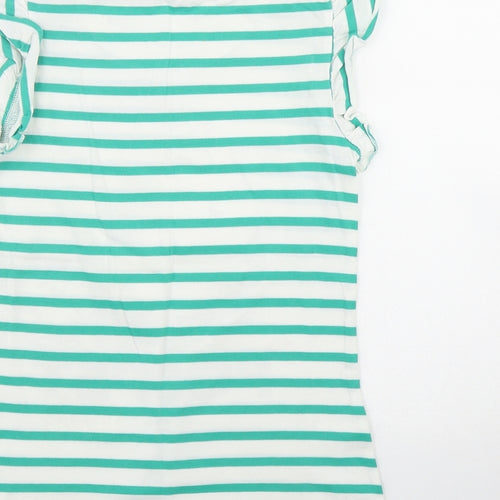 George Girls White Striped Cotton Basic T-Shirt Size 9-10 Years Round Neck  - 'Moshi Monsters'