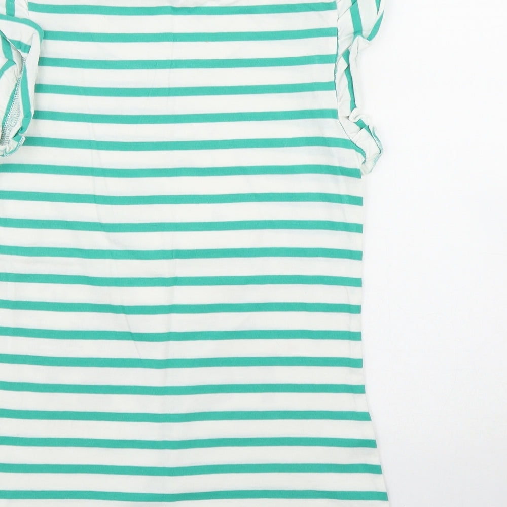 George Girls White Striped Cotton Basic T-Shirt Size 9-10 Years Round Neck  - 'Moshi Monsters'