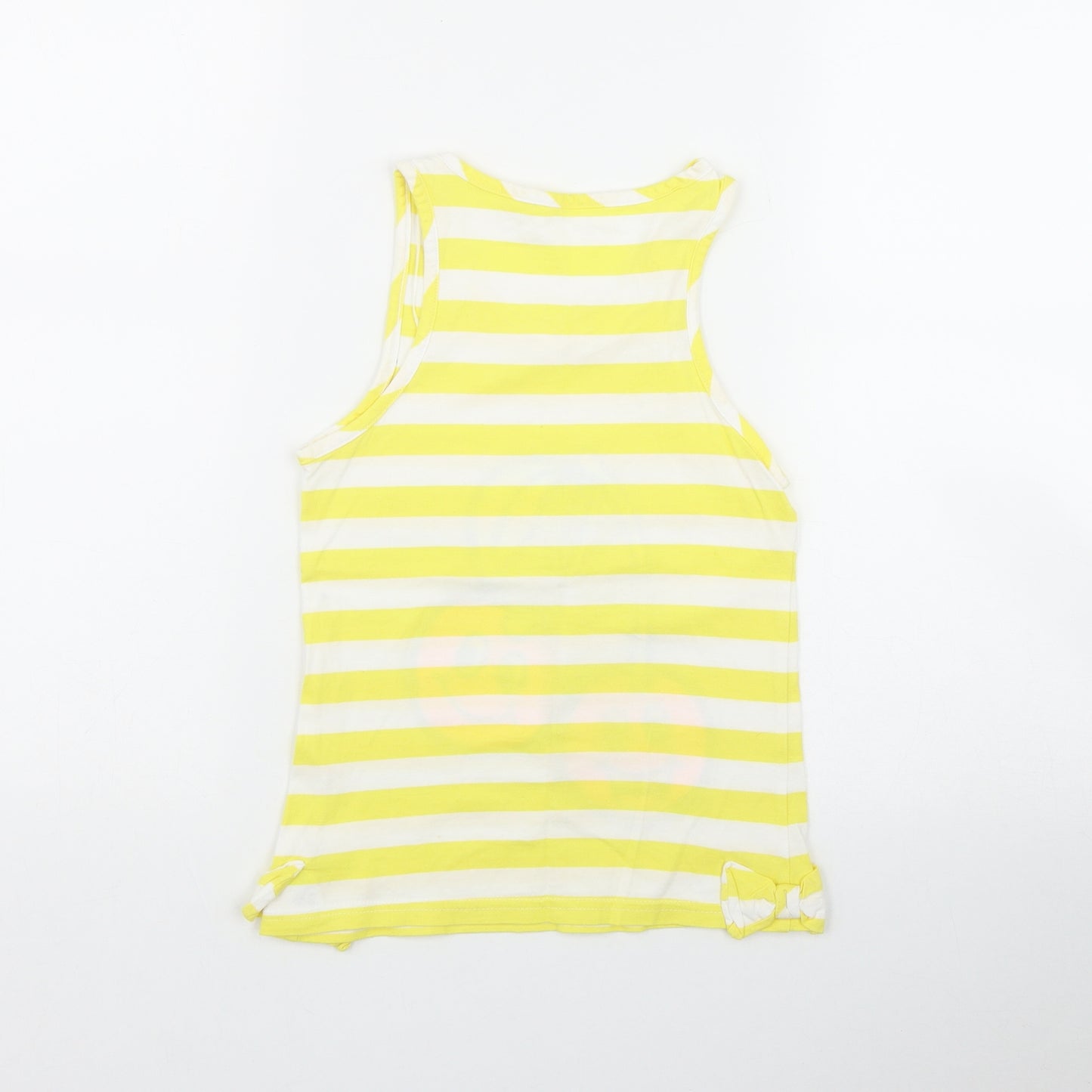 George Girls Yellow Striped Cotton Basic Tank Size 8-9 Years Scoop Neck  - Cherries
