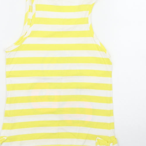 George Girls Yellow Striped Cotton Basic Tank Size 8-9 Years Scoop Neck  - Cherries