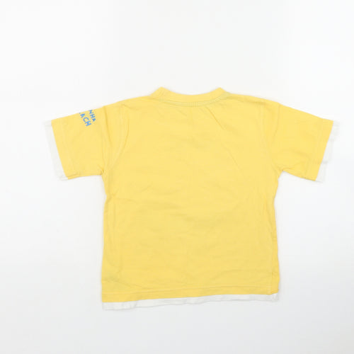 Dunnes Stores Boys Yellow  Cotton Basic T-Shirt Size 3-4 Years Round Neck  - Fish