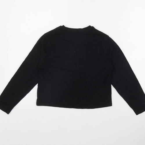 Marks and Spencer Girls Black  Cotton Basic T-Shirt Size 8-9 Years Round Neck
